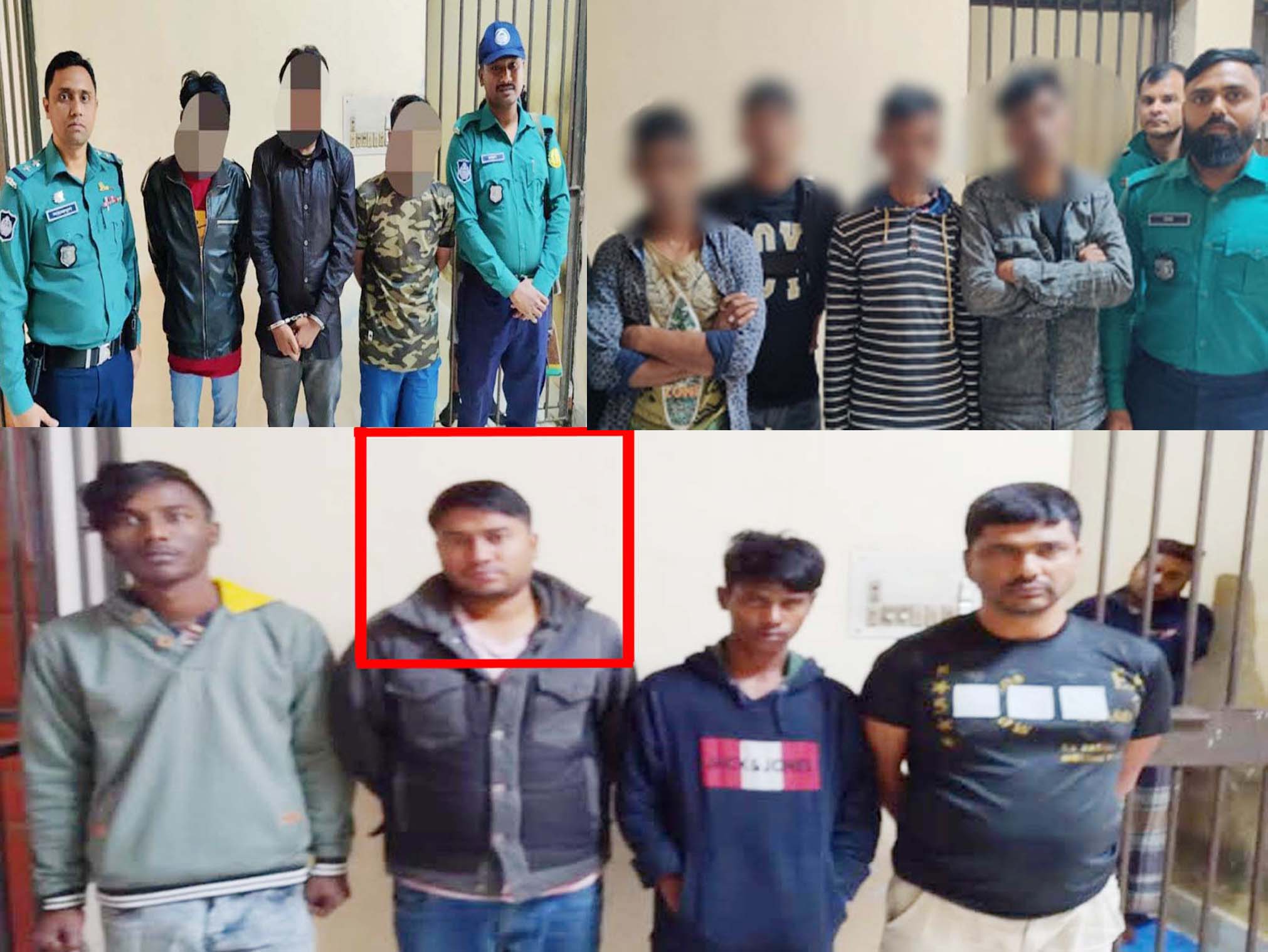 সিলেট কোতয়ালী ও বন্দর ফাঁড়ির অভিযানে গডফাদার শহীদসহ ১৩ ছিনতাইকারী আটক