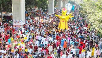 বর্ণিল আয়োজনে শেষ হলো মঙ্গল শোভাযাত্রা