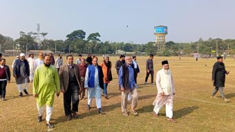 আনজুমান নেতৃবৃন্দ ও সিসিক কর্মকর্তাদের এমসি মাঠ পরিদর্শন