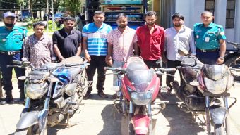 সিলেট থেকে মোটরসাইকেল চুরি করে ব্রাম্মণবাড়িয়ায় নিয়ে বিক্রি,চোরচক্রের ৬ সদস্যকে গ্রেফতার