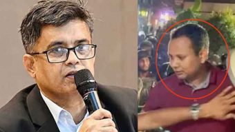 হামলার ঘটনায় অভিযুক্ত মেরুন কালারের টি-শার্ট পরিহিত ওই যুবক একজন পুলিশ কনস্টেবল-প্রেস সচিব