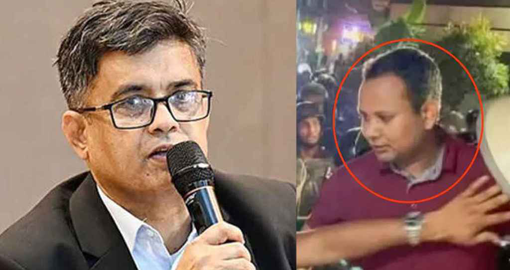 হামলার ঘটনায় অভিযুক্ত মেরুন কালারের টি-শার্ট পরিহিত ওই যুবক একজন পুলিশ কনস্টেবল-প্রেস সচিব